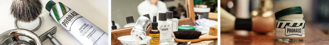 Images vedettes de la marque de produits de rasage pour hommes Proraso